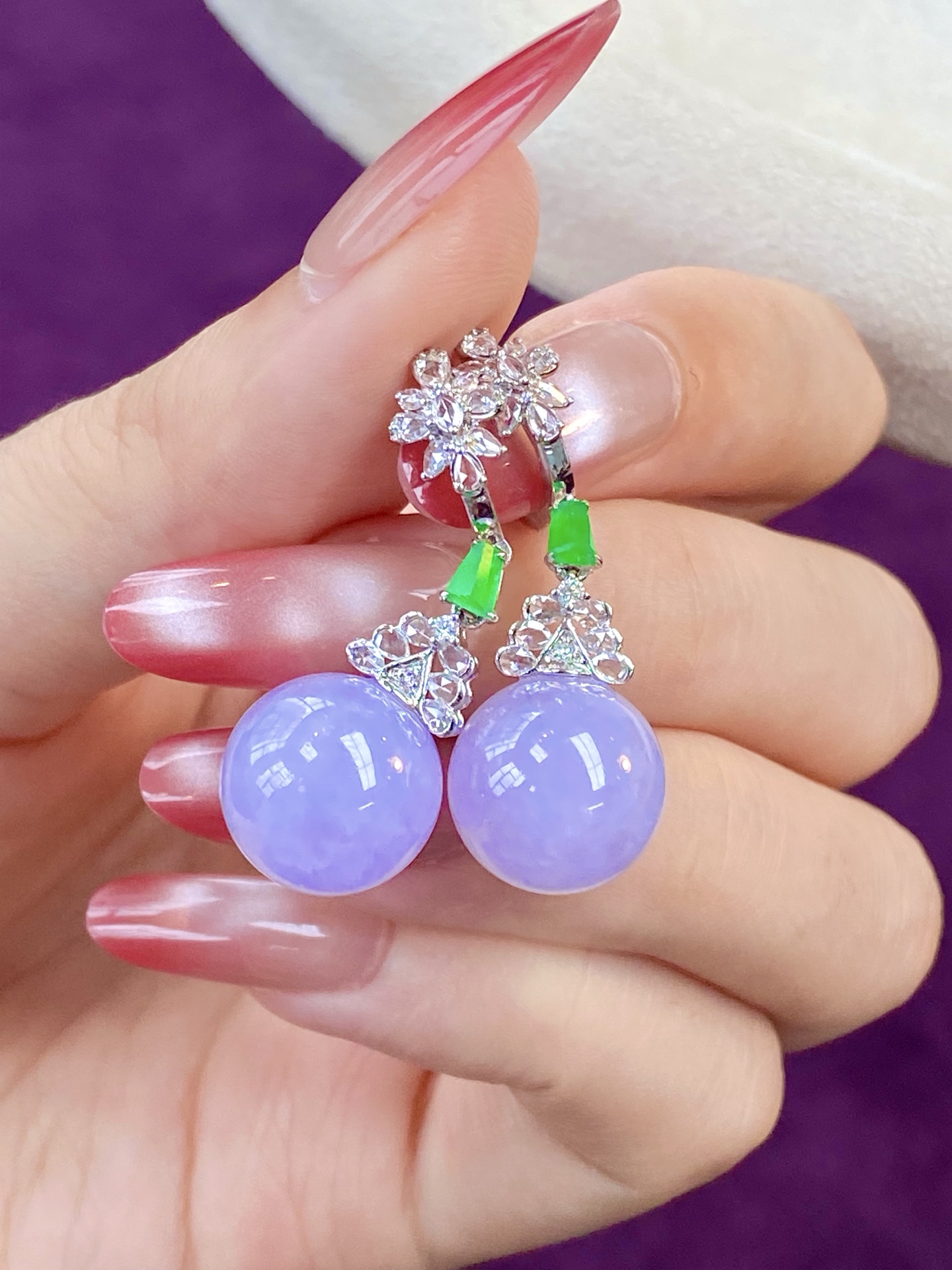 ️冰紫珠珠耳坠，紫气东来，贵气又婉约，戴上提气质，低调又有辨识度：36.11，无裂