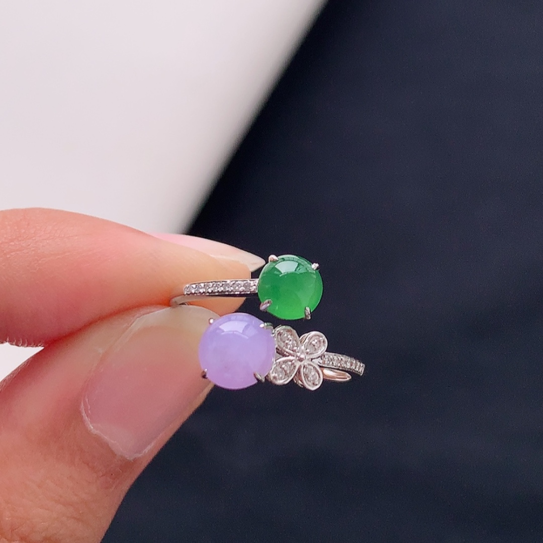 冰紫绿女戒。品相喜悦，饱满底子细腻，佩戴优雅灵气货号25427，5.8-5.9-2.5