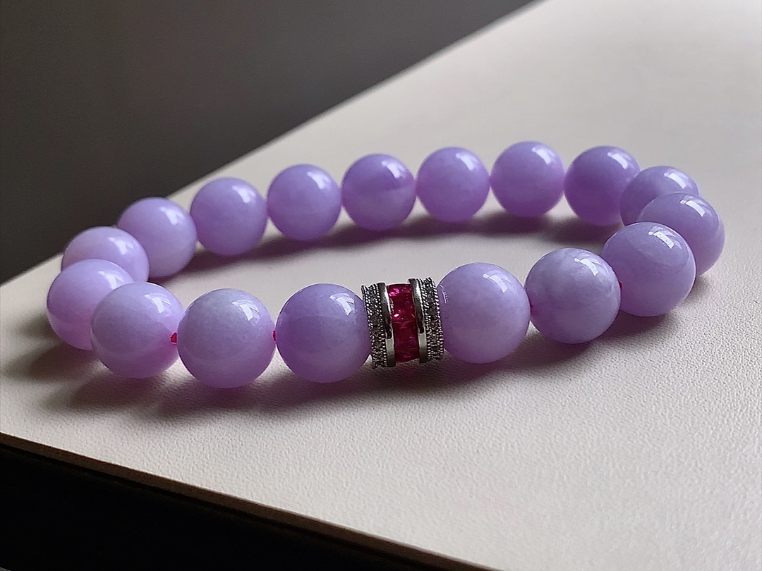 ️ 粉紫手串，紫色浓郁迷人，底子细腻，尺寸11.7