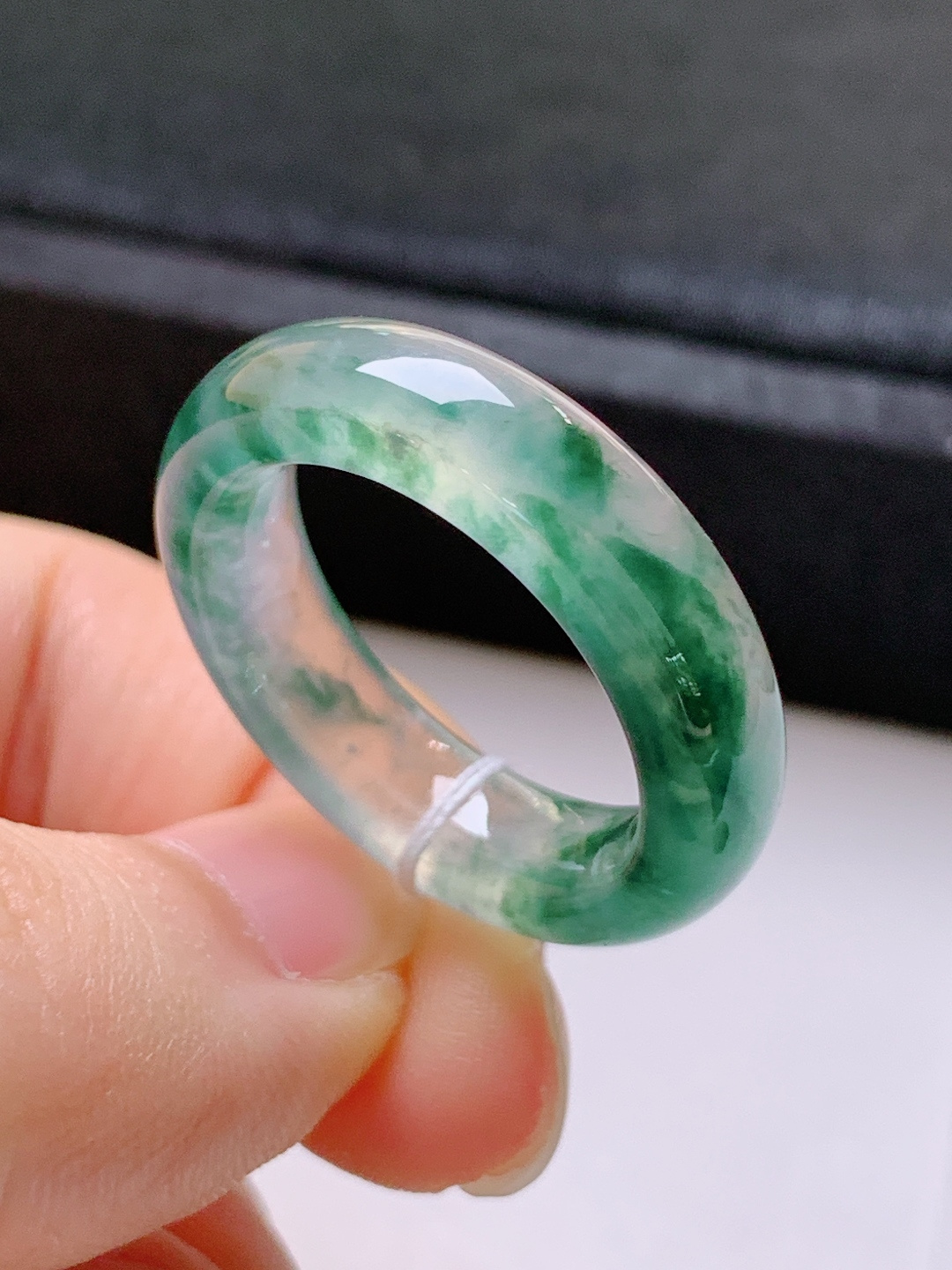 ️ 冰种飘花指环，无裂冰透水润，飘花灵动，裸石26.8/6.3/4.4，圈口17