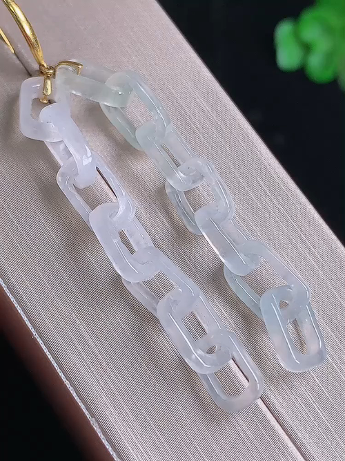  ，18k金镶冰耳坠，无裂，尺寸46.6/6/2.2，№;y261468 23