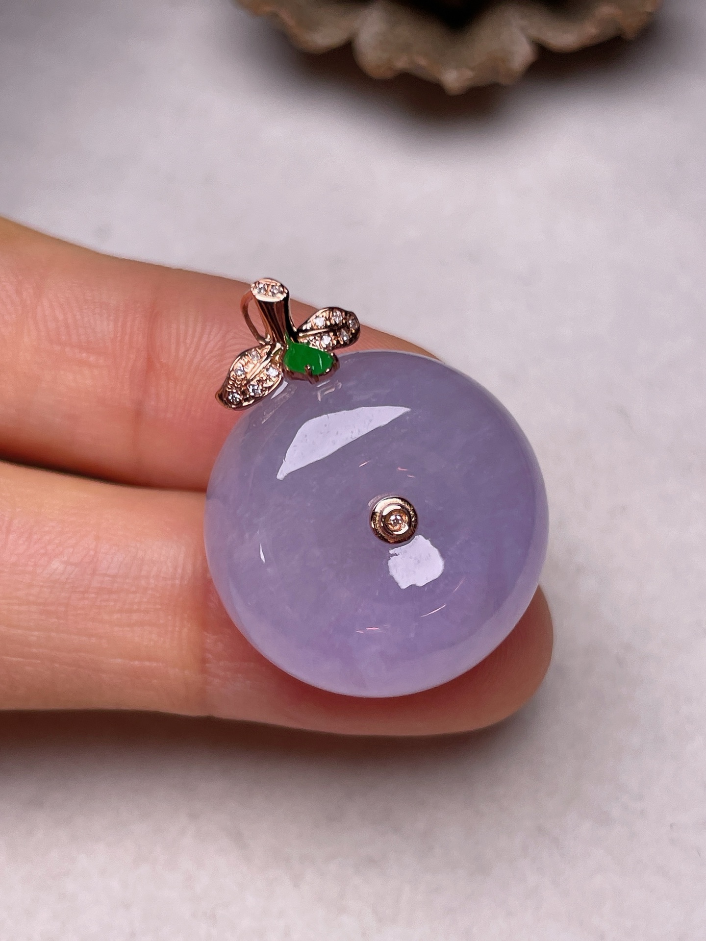 ️ 18k金镶平安扣，冰糯种满紫，无裂，一手货源整体长26，编号