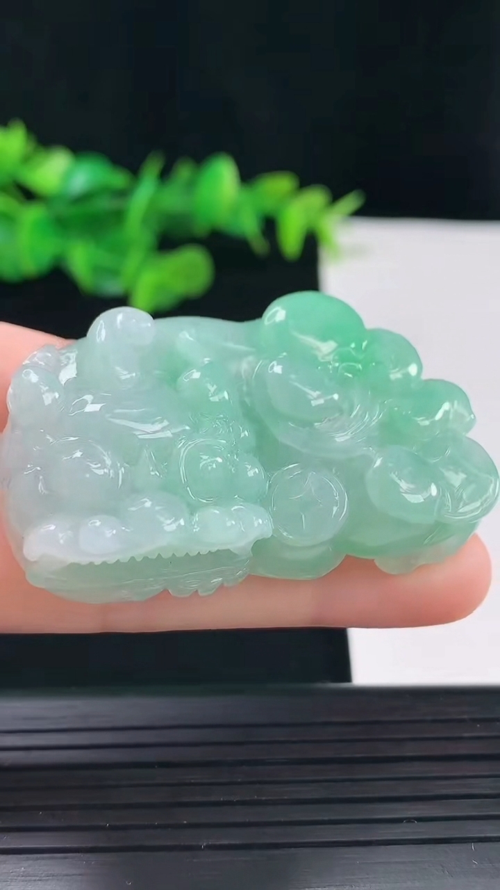 天然A货翡翠霸王貔貅吊坠尺寸47.6-27.9-12.6重量:40.84g
5月1日