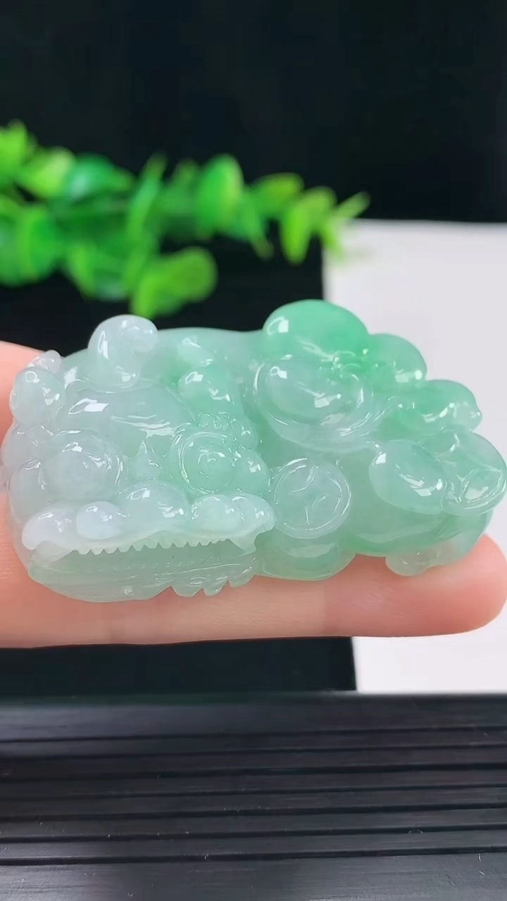 天然A货翡翠霸王貔貅吊坠尺寸47.6-27.9-12.6重量:40.84g
5月1日