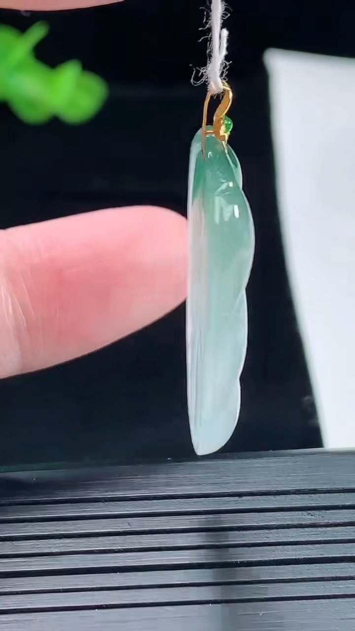 天然A货翡翠金枝玉叶 叶子吊坠，尺寸31.5-20-4重量:5.42g
5月5日