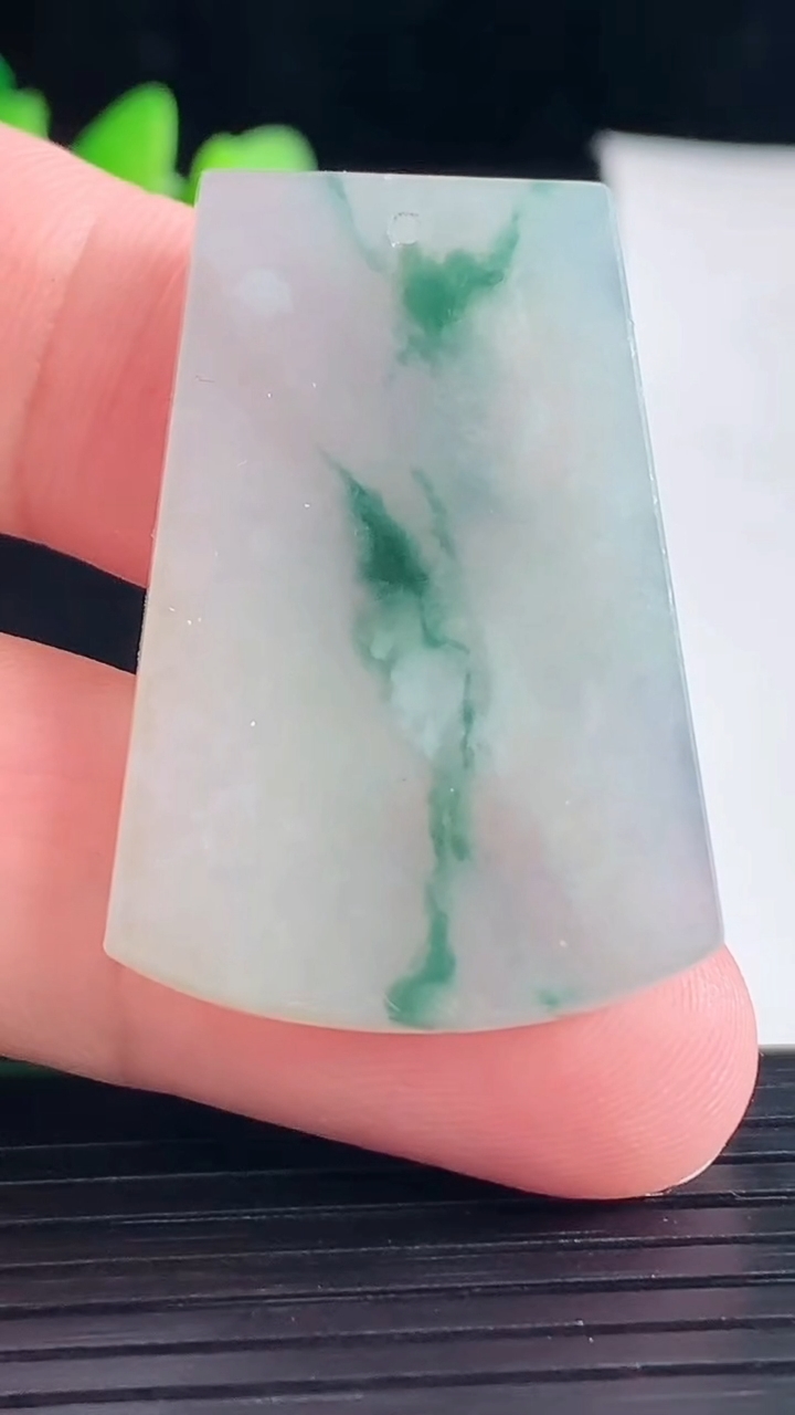 天然A货翡翠飘花无事牌吊坠，尺寸38-26-3.6重量:10.27g
5月5日