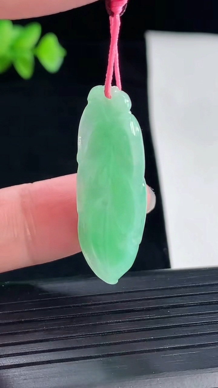 天然A货翡翠金枝玉叶 叶子吊坠，尺寸35-15.5-5重量:4.37g
5月7日