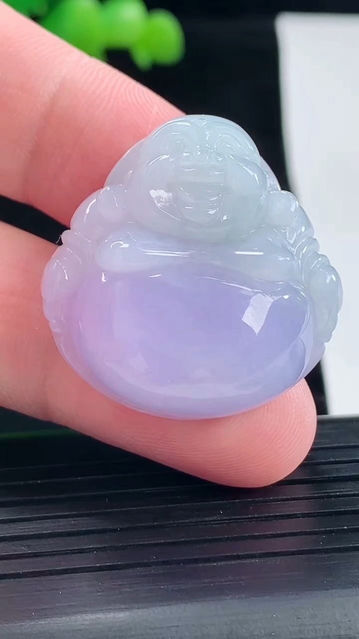 天然A货翡翠紫罗兰佛公吊坠，尺寸29.6-29.6-12.5重量:18.99g
5月12日