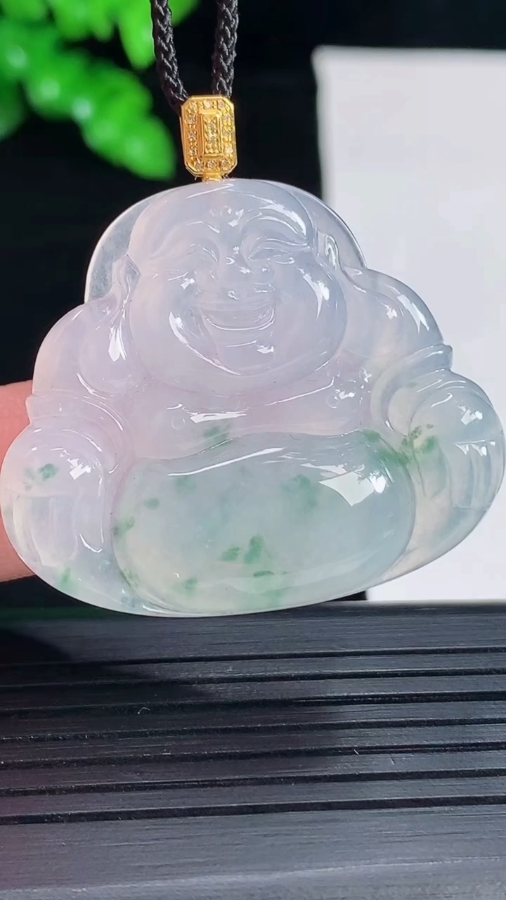 天然A货翡翠18k金飘花佛公吊坠，尺寸32-38-5重量:10.71g
5月16日