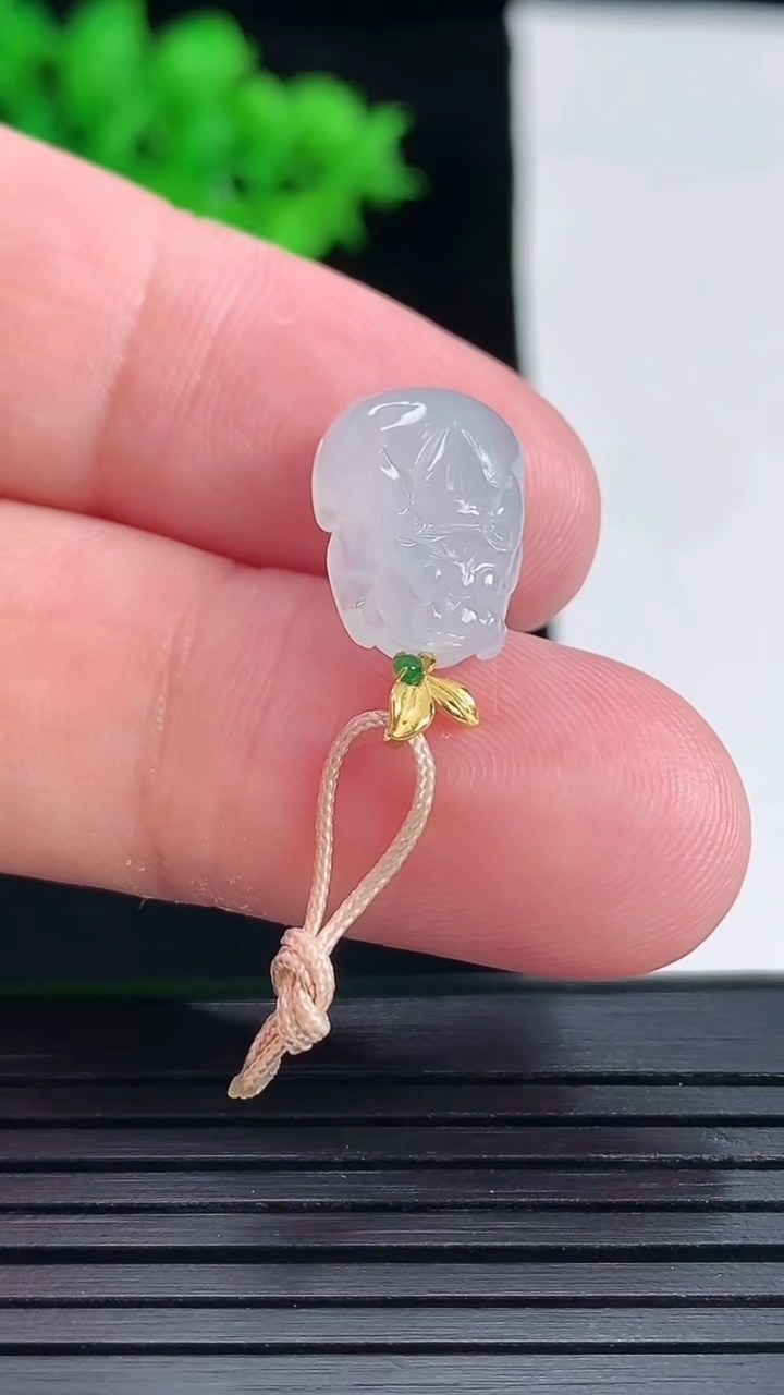 天然A货翡翠种白冰貔貅吊坠，尺寸18.5-14.6-10-6.5重量:1.93g
5月17日