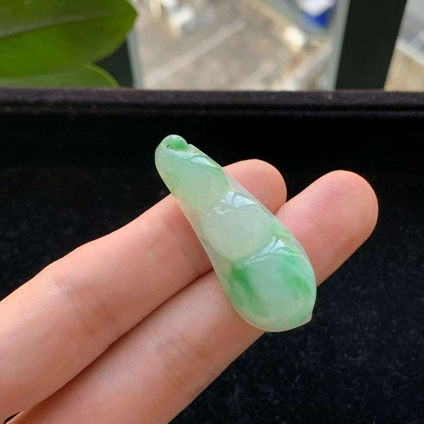 A货天然翡翠冰糯种飘绿福豆吊坠重量8.19g
5月27日