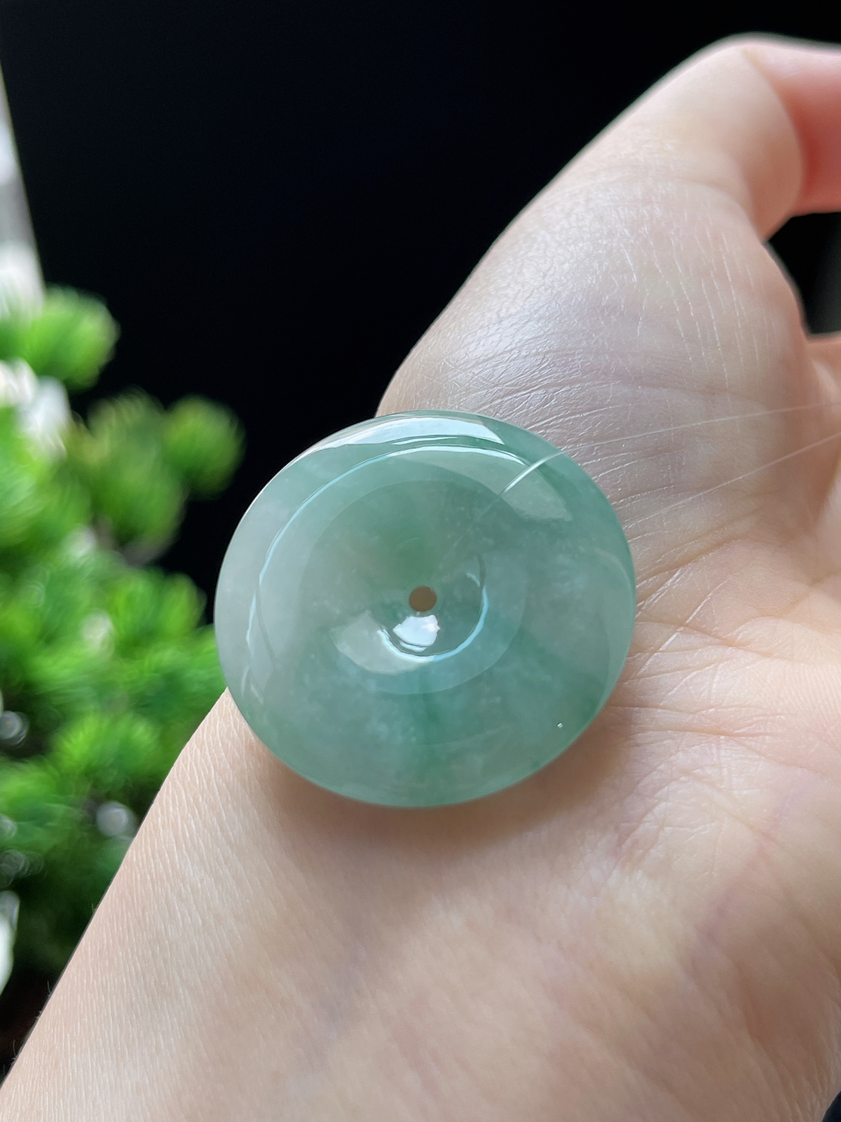 翡翠冰糯种飘花平安扣