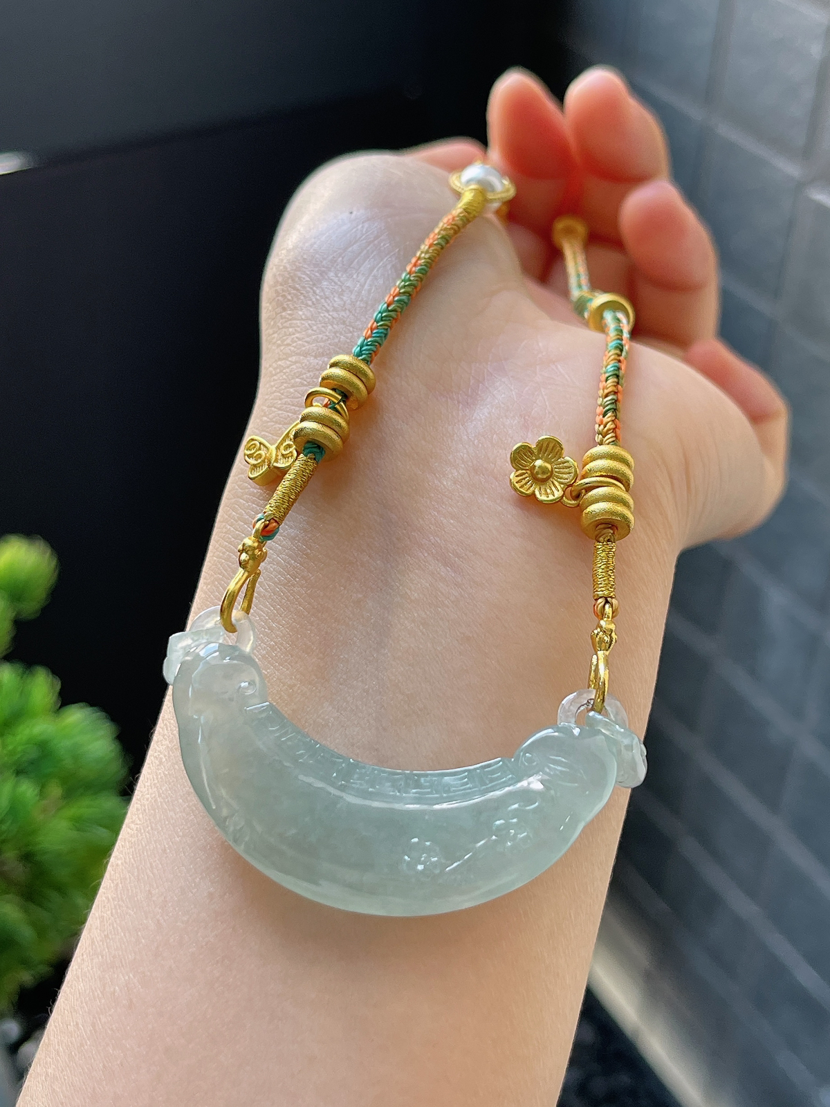 翡翠项链，古风系列微笑款挂件
