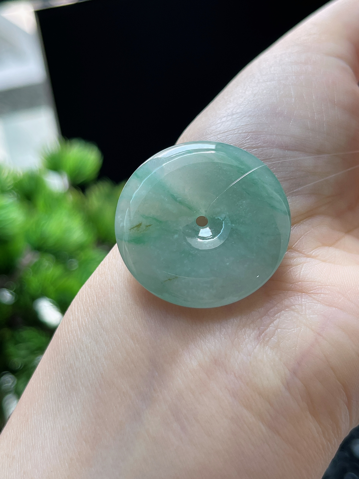 翡翠冰糯种飘花平安扣