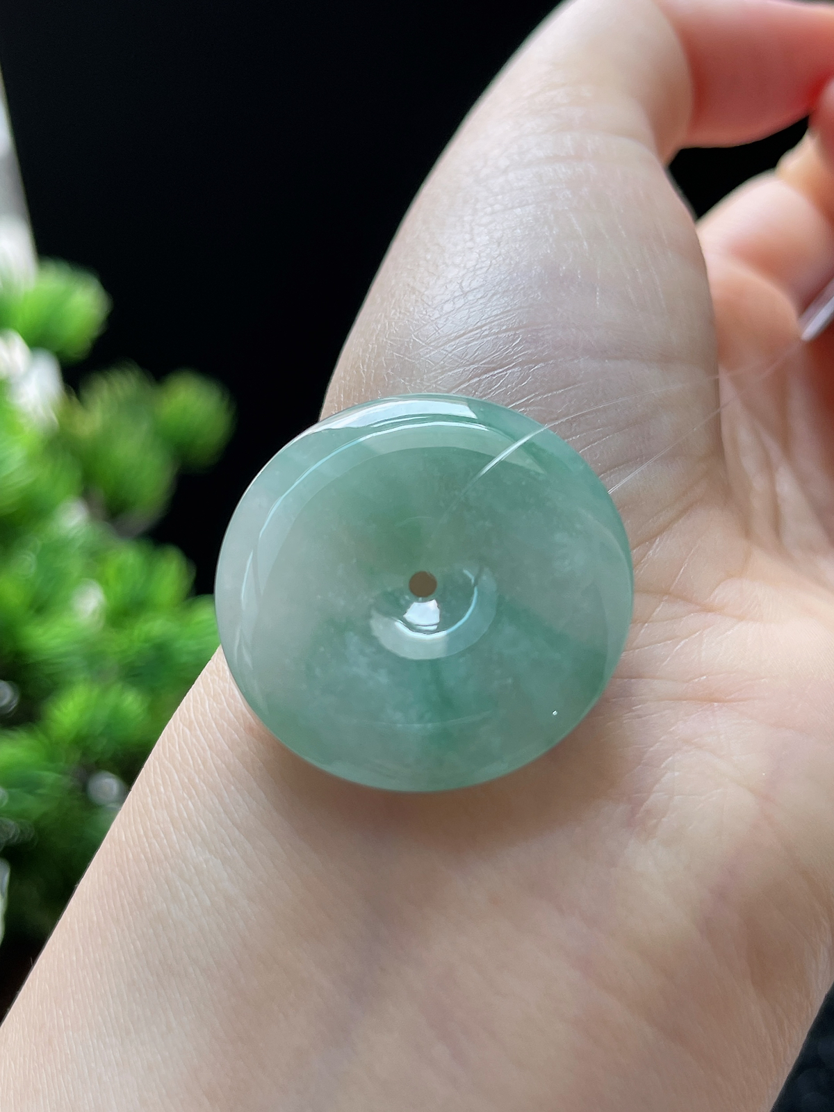 翡翠冰糯种飘花平安扣