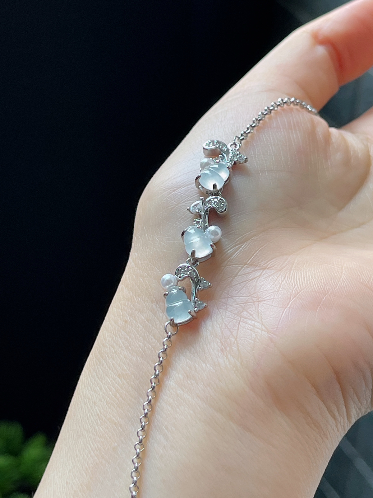 s925银翡翠手链