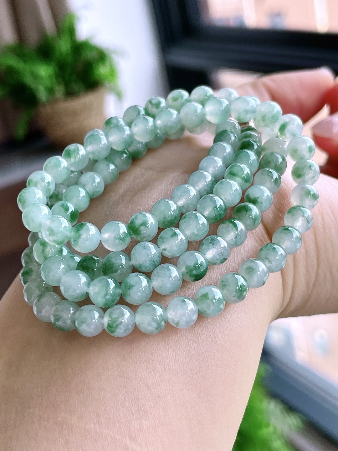珠子，冰飘花珠链圆珠珠子珠链，缅料 性比高，6mm，33cm，43克