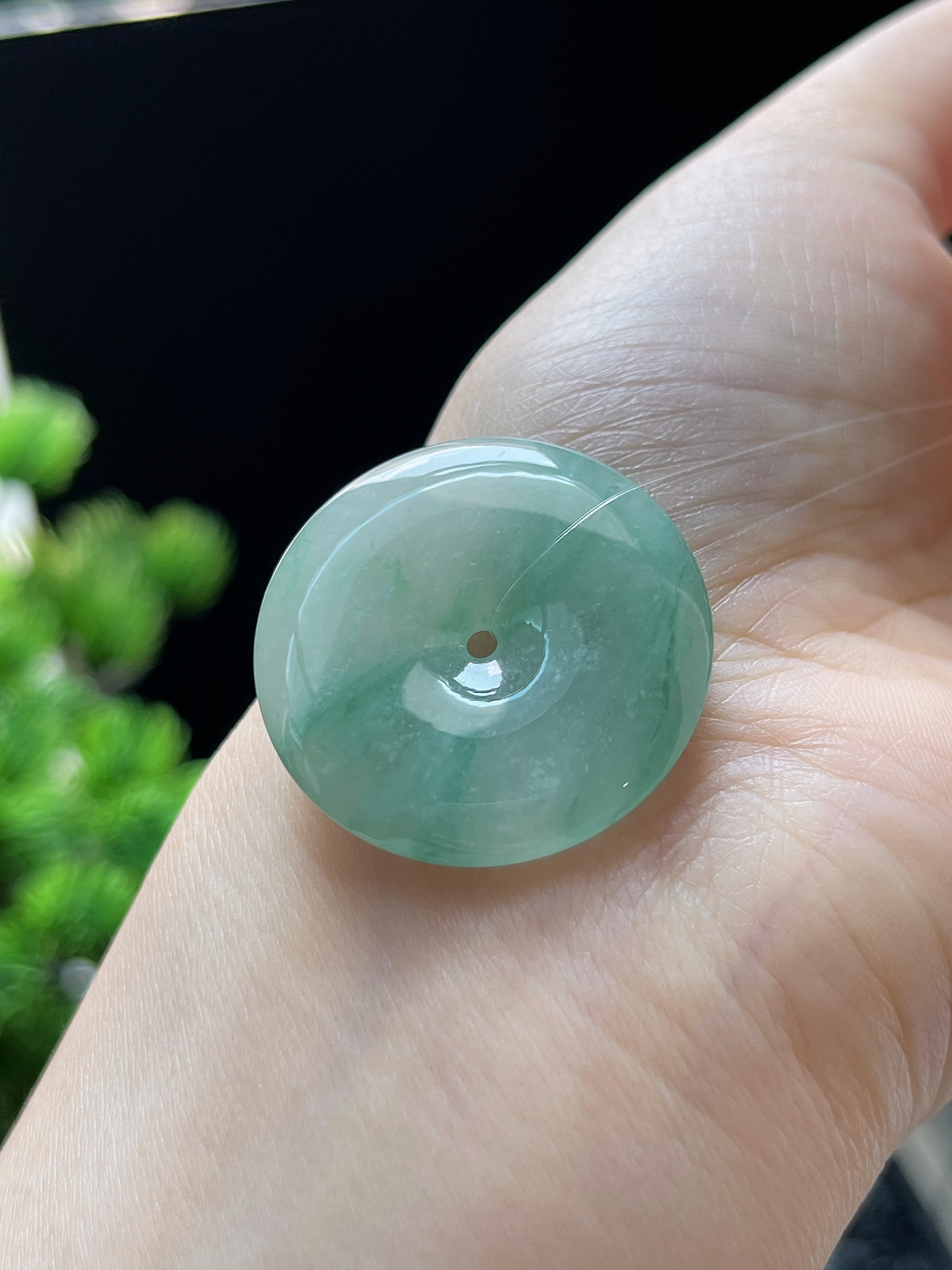 翡翠冰糯种飘花平安扣