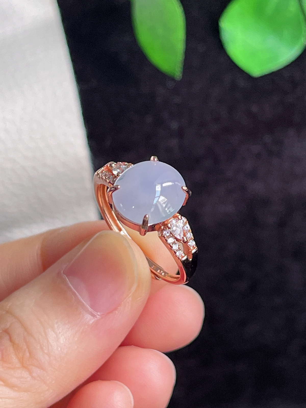 s925银
翡翠冰糯种淡紫色戒指