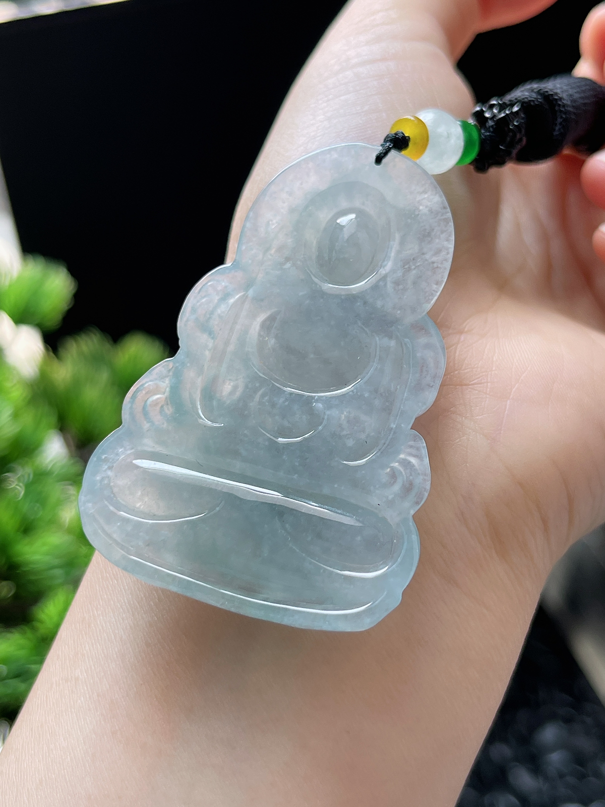 翡翠冰糯种白色吊坠
