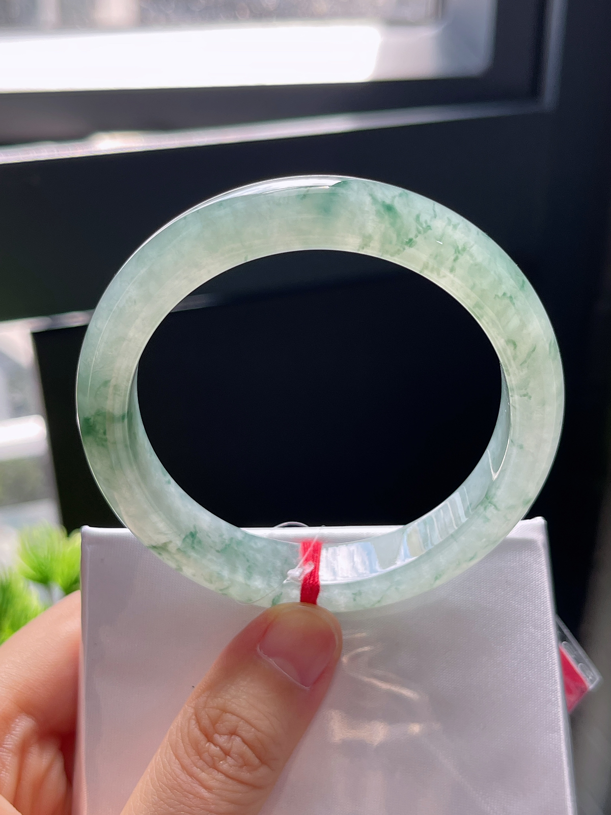 正圈54.3圈口，翡翠冰糯种飘花手镯