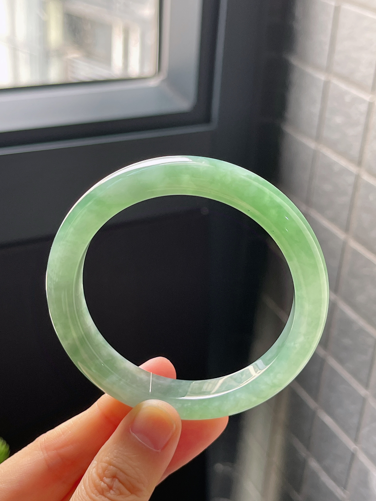正圈56.5圈口，翡翠冰糯种飘花手镯