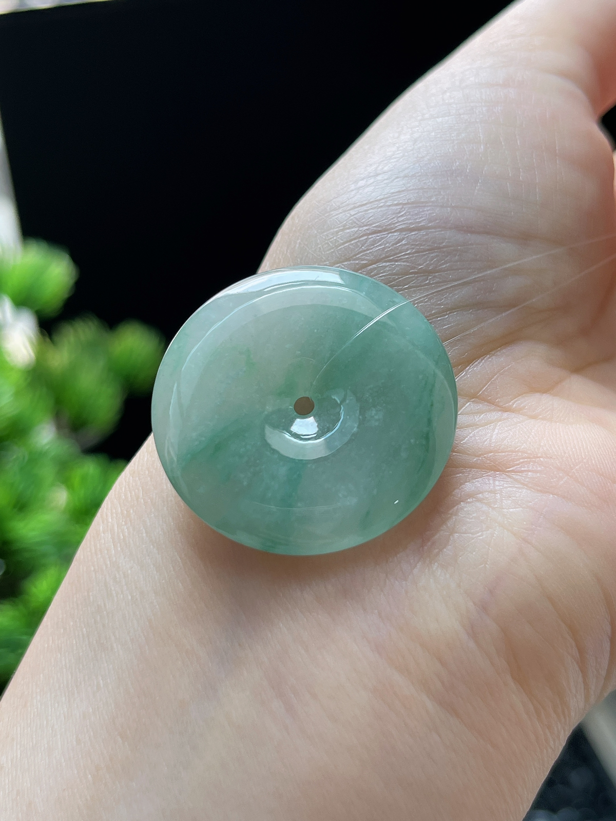 翡翠冰糯种飘花平安扣