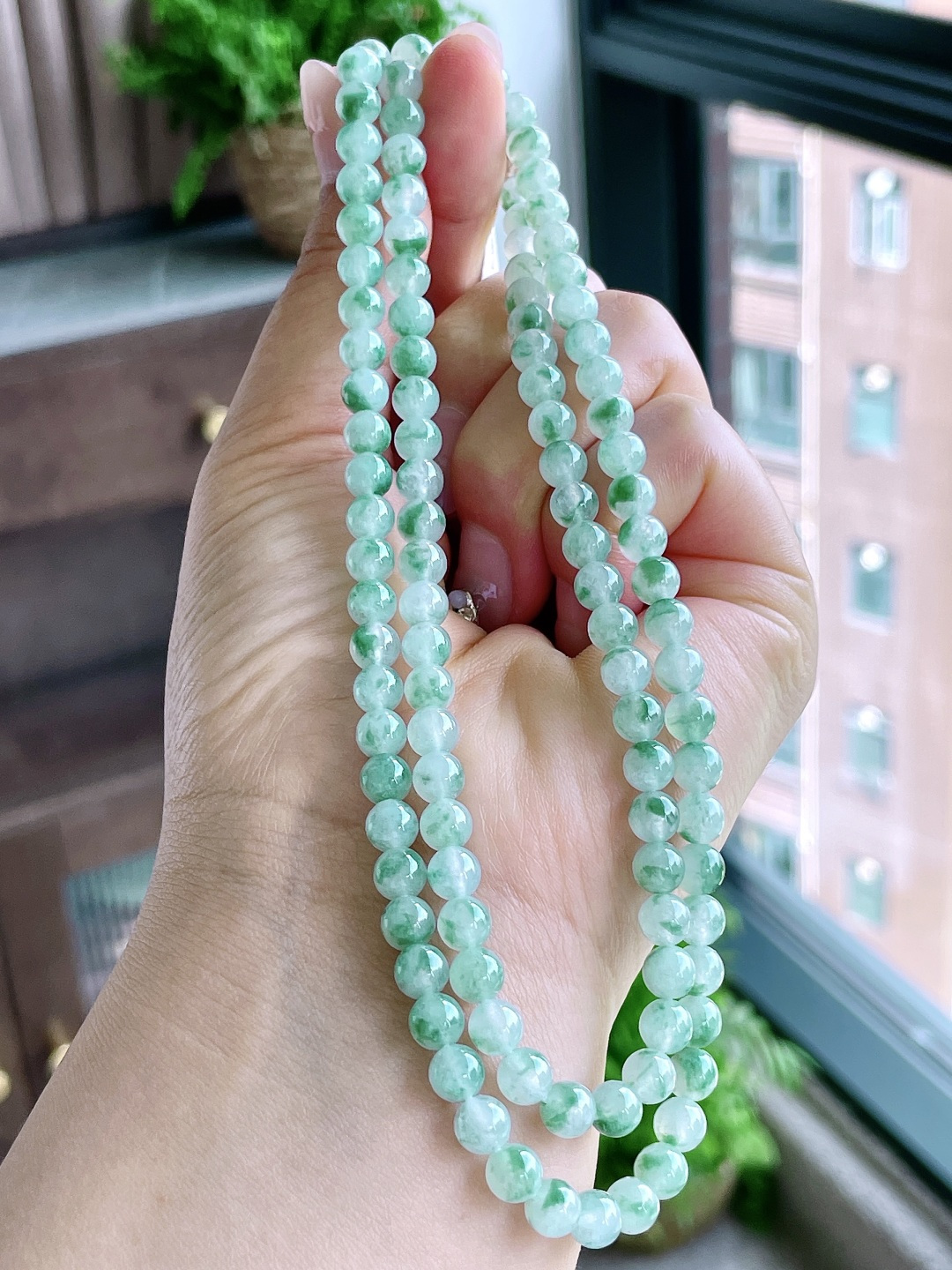 珠子，冰飘花珠链圆珠珠子珠链，缅料 性比高，6mm，33cm，43克