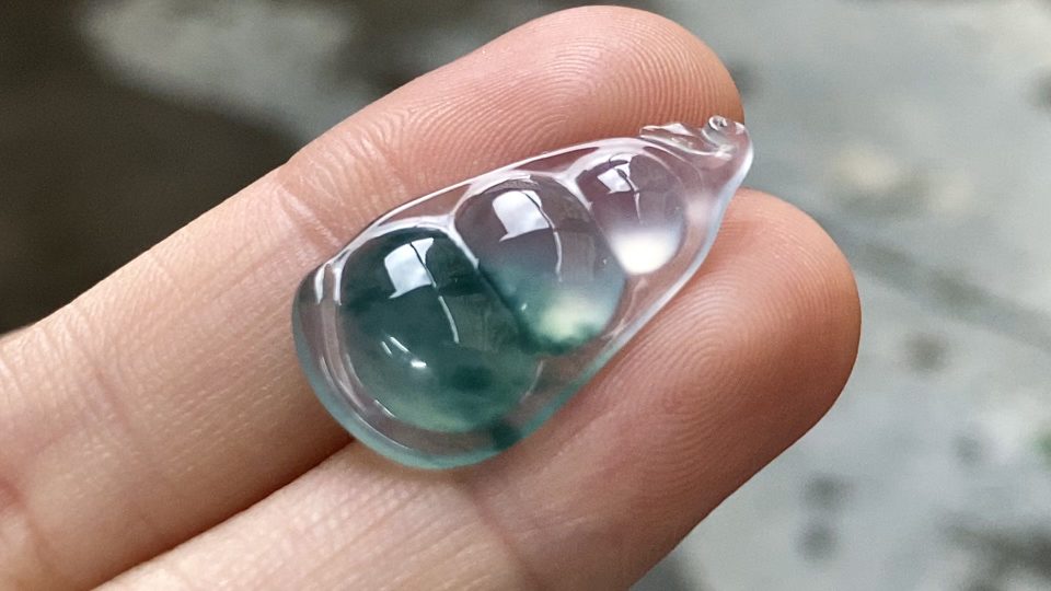 ️ 玻璃种飘彩四季豆，24.2/13/4.6