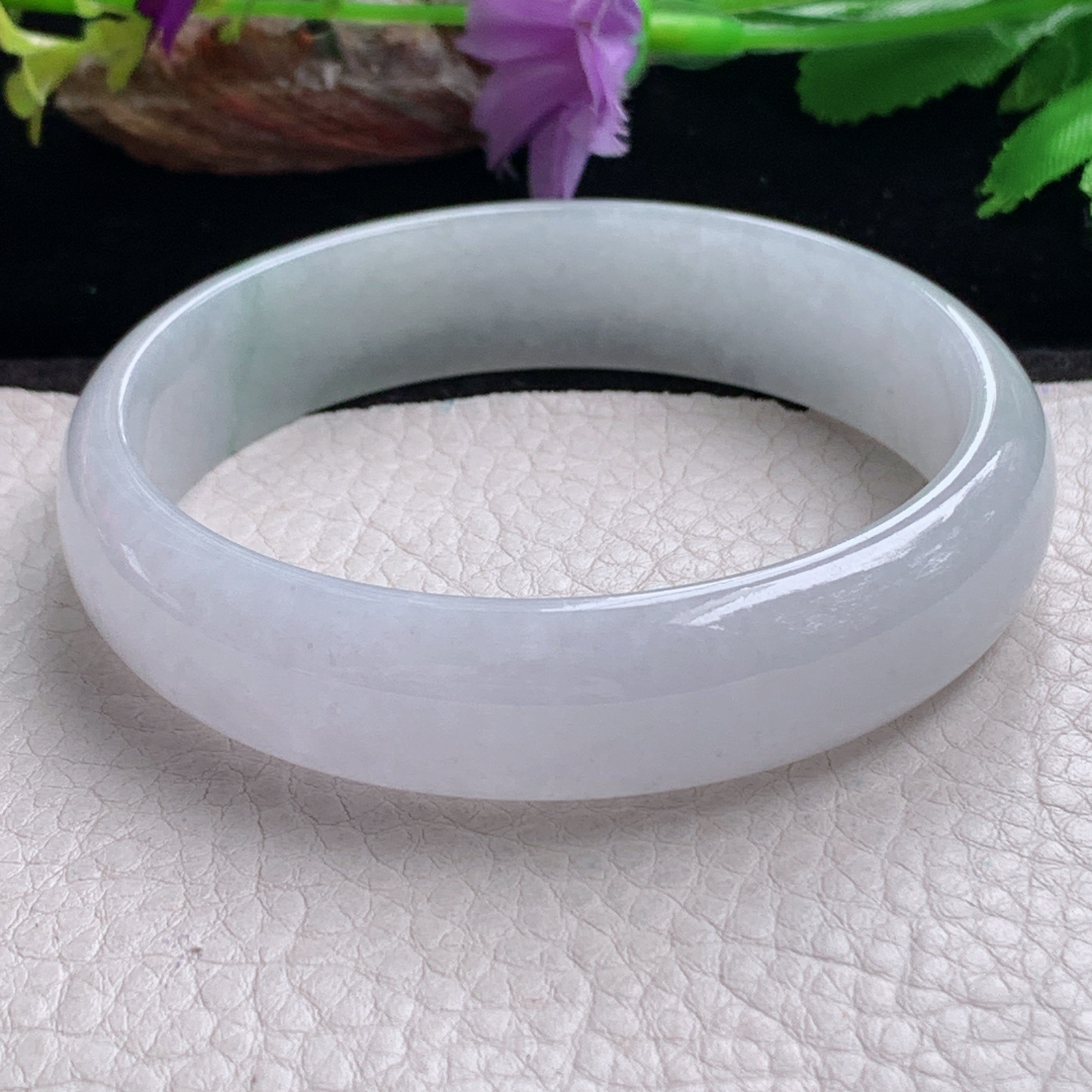 ee大圈口62.6*15*6平安镯 天然缅甸翡翠手镯飘花胶感正圈玉镯子