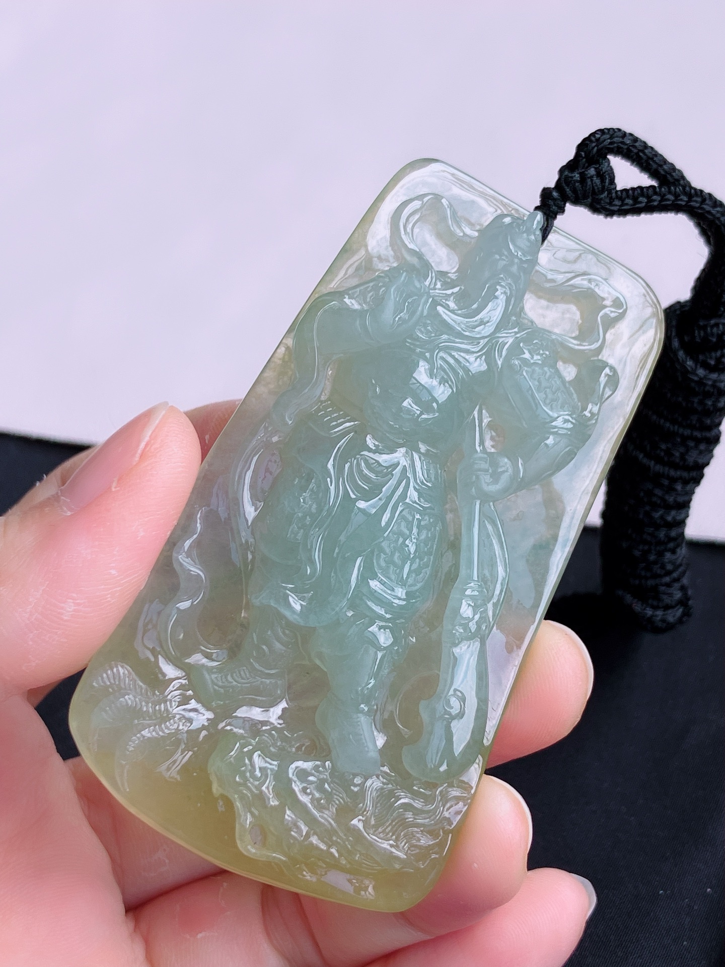 ️，冰黄关二爷，义薄云天，晶莹剔透，尺寸75.3/40.6/11.6，自然光实拍