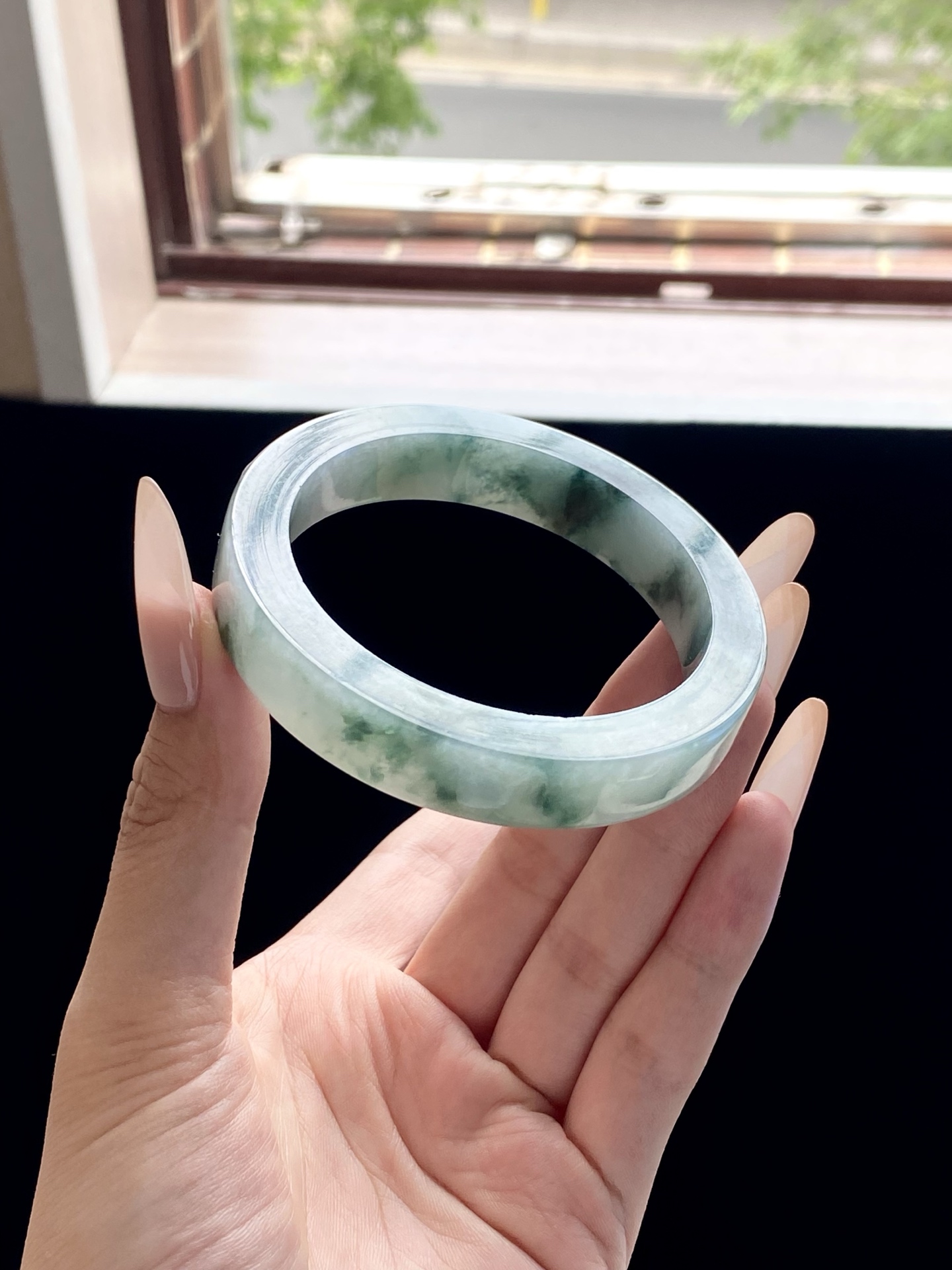 冰飘花绿飘花镯胚，B0427-17，⭕️74-58-12-8.5