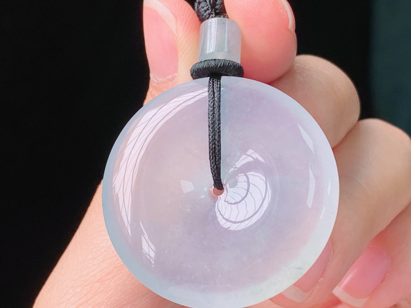 高冰平安扣，种水，清透细腻，无裂，尺寸41.0/32.9/5.8mm，27 Z