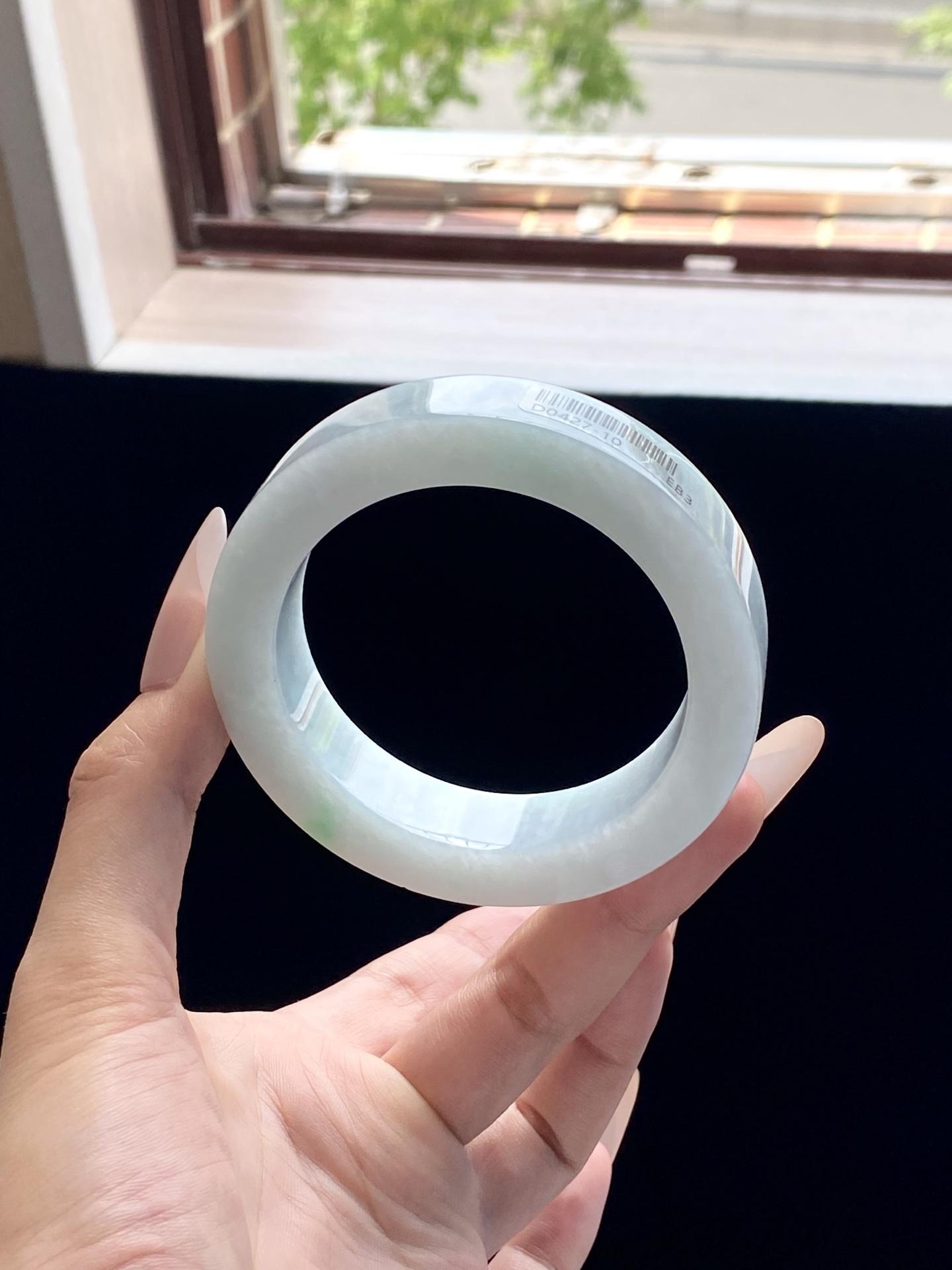 大圈口白底青镯胚，D0427-10，⭕️77.7-57.5-15.3-10.4，可做57～61正圈