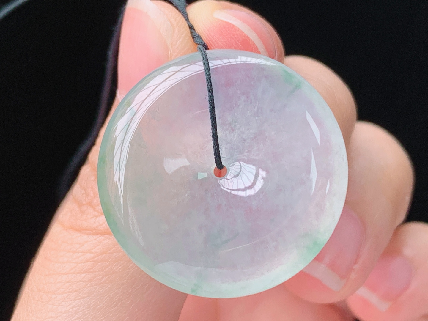 冰飘花平安扣，花色灵动，水润通透，无裂，尺寸:27.0-5.4mm，编号26Z