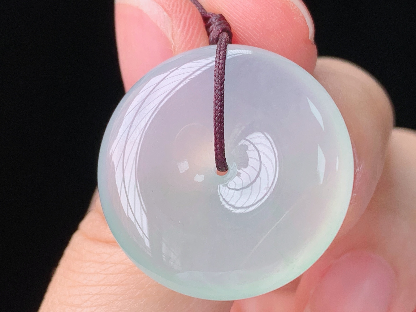 高冰平安扣，种水，晶莹剔透，无裂，尺寸:24.0-5.8mm，26 Z