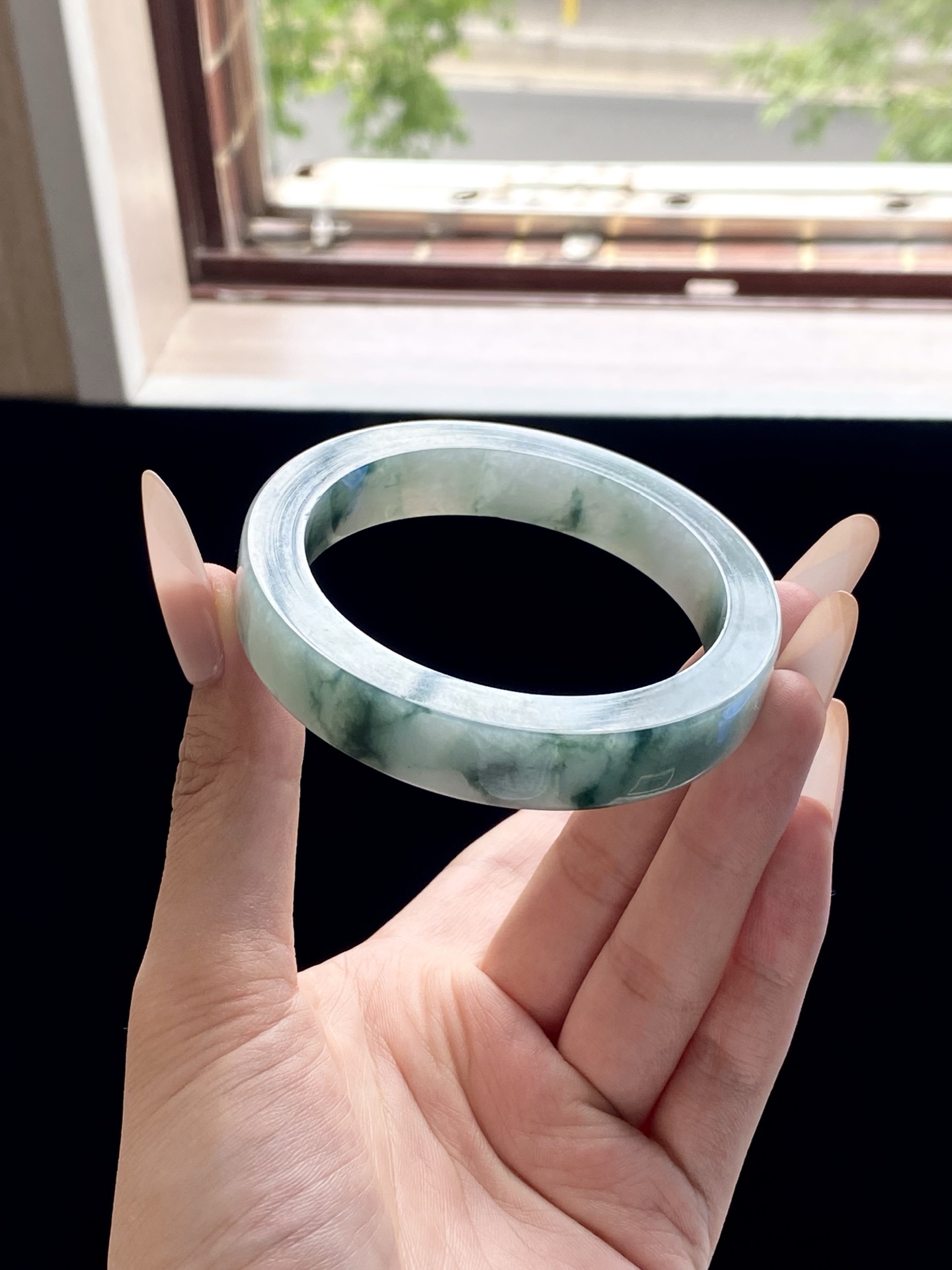 冰飘花绿飘花镯胚，B0427-17，⭕️74-58-12-8.5