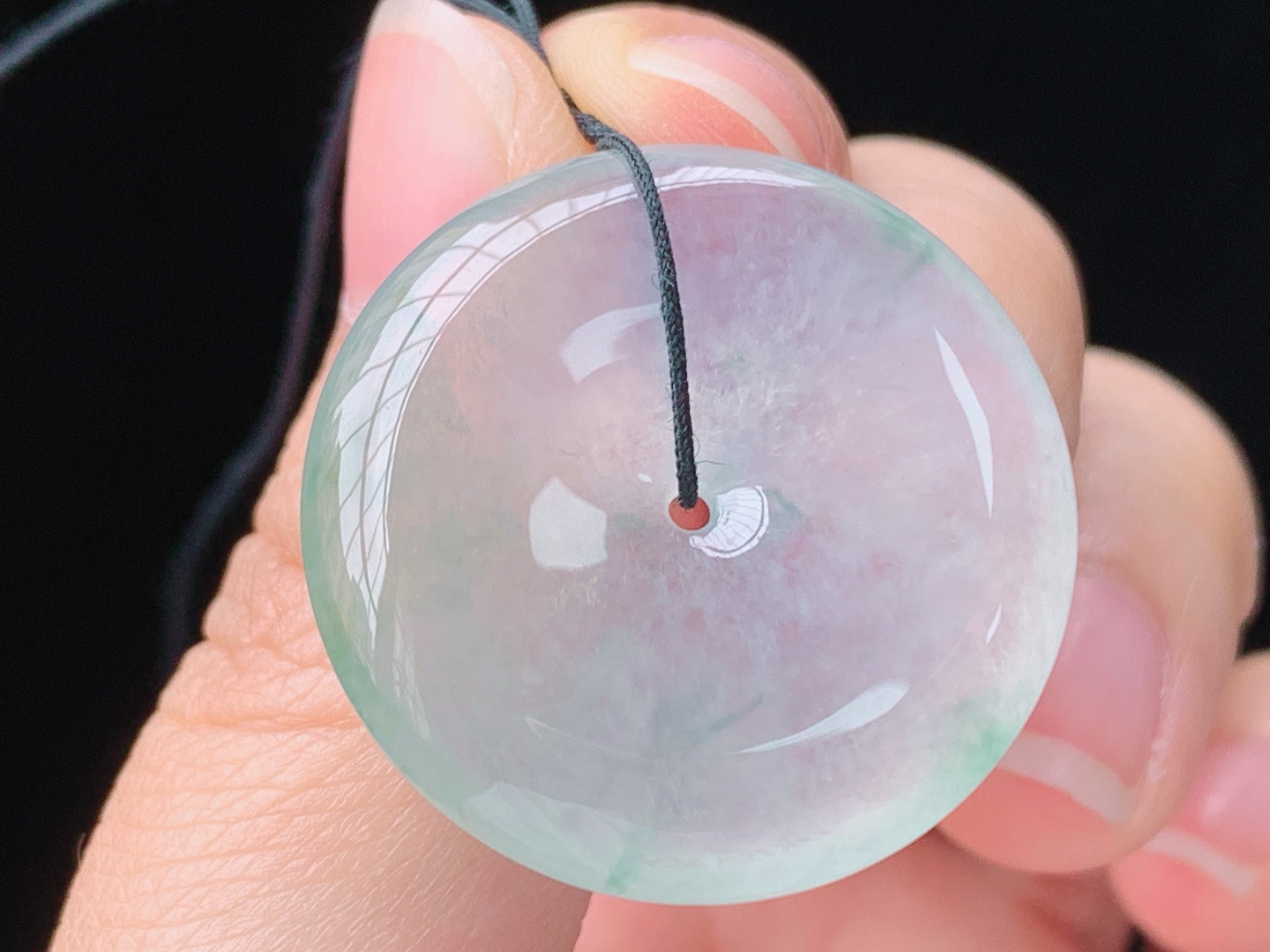 冰飘花平安扣，花色灵动，水润通透，无裂，尺寸:27.0-5.4mm，编号26Z