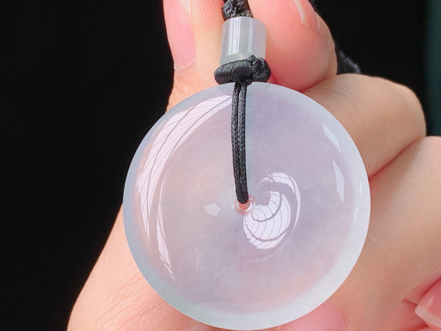 高冰平安扣，种水，清透细腻，无裂，尺寸41.0/32.9/5.8mm，27 Z