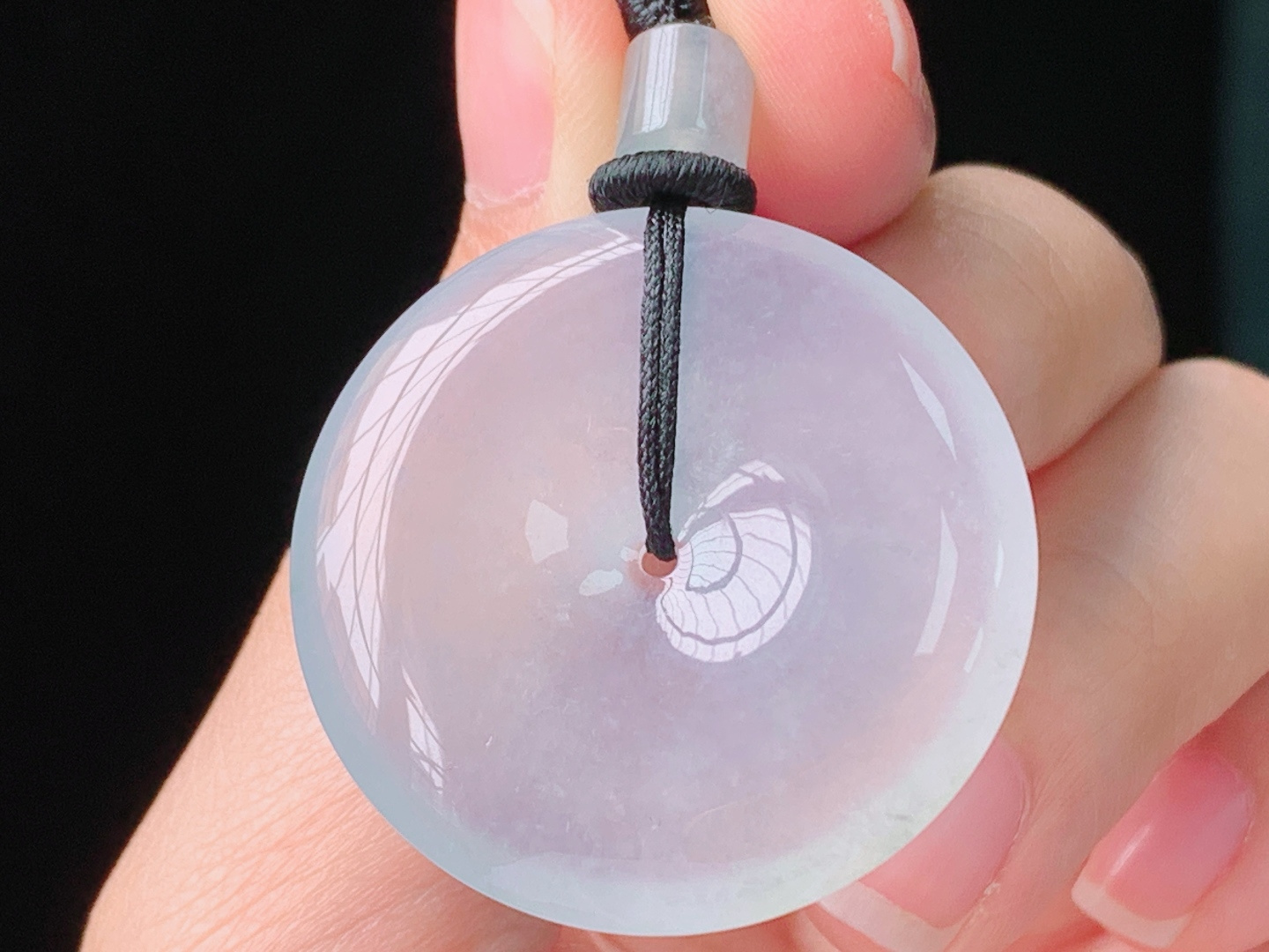 高冰平安扣，种水，清透细腻，无裂，尺寸41.0/32.9/5.8mm，27 Z