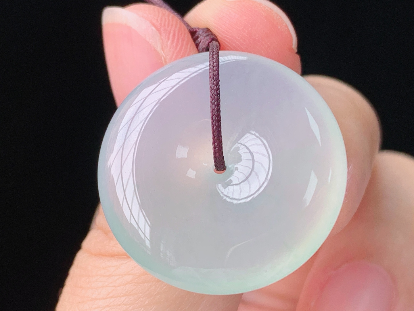高冰平安扣，种水，晶莹剔透，无裂，尺寸:24.0-5.8mm，26 Z