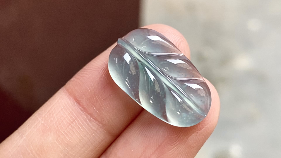 ️ 玻璃蓝钢叶子，完整，25/12.6/4