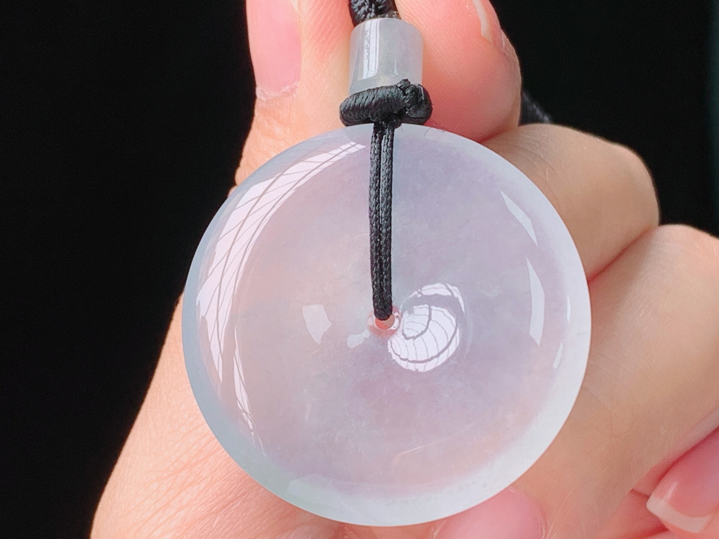 高冰平安扣，种水，清透细腻，无裂，尺寸41.0/32.9/5.8mm，27 Z