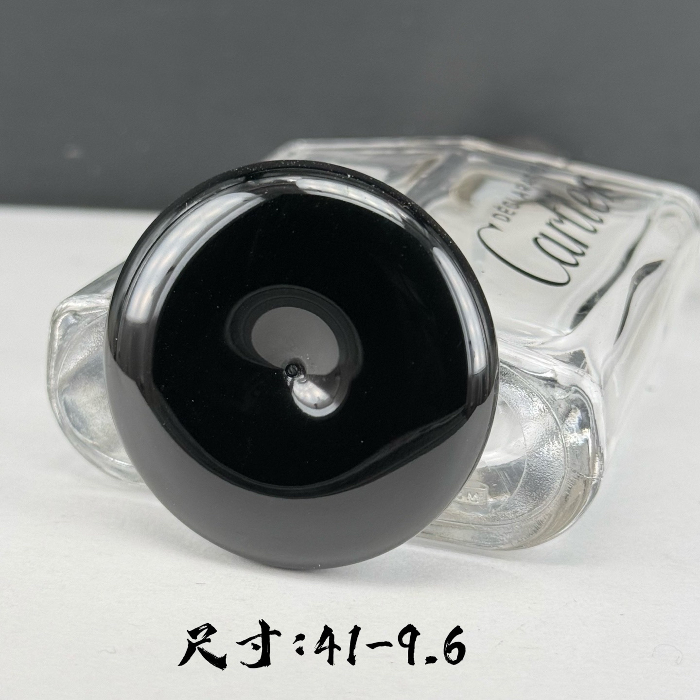 精品墨翠大平安扣 种好色正 黑度极好 打灯通透 油性十足 饱满 尺寸41