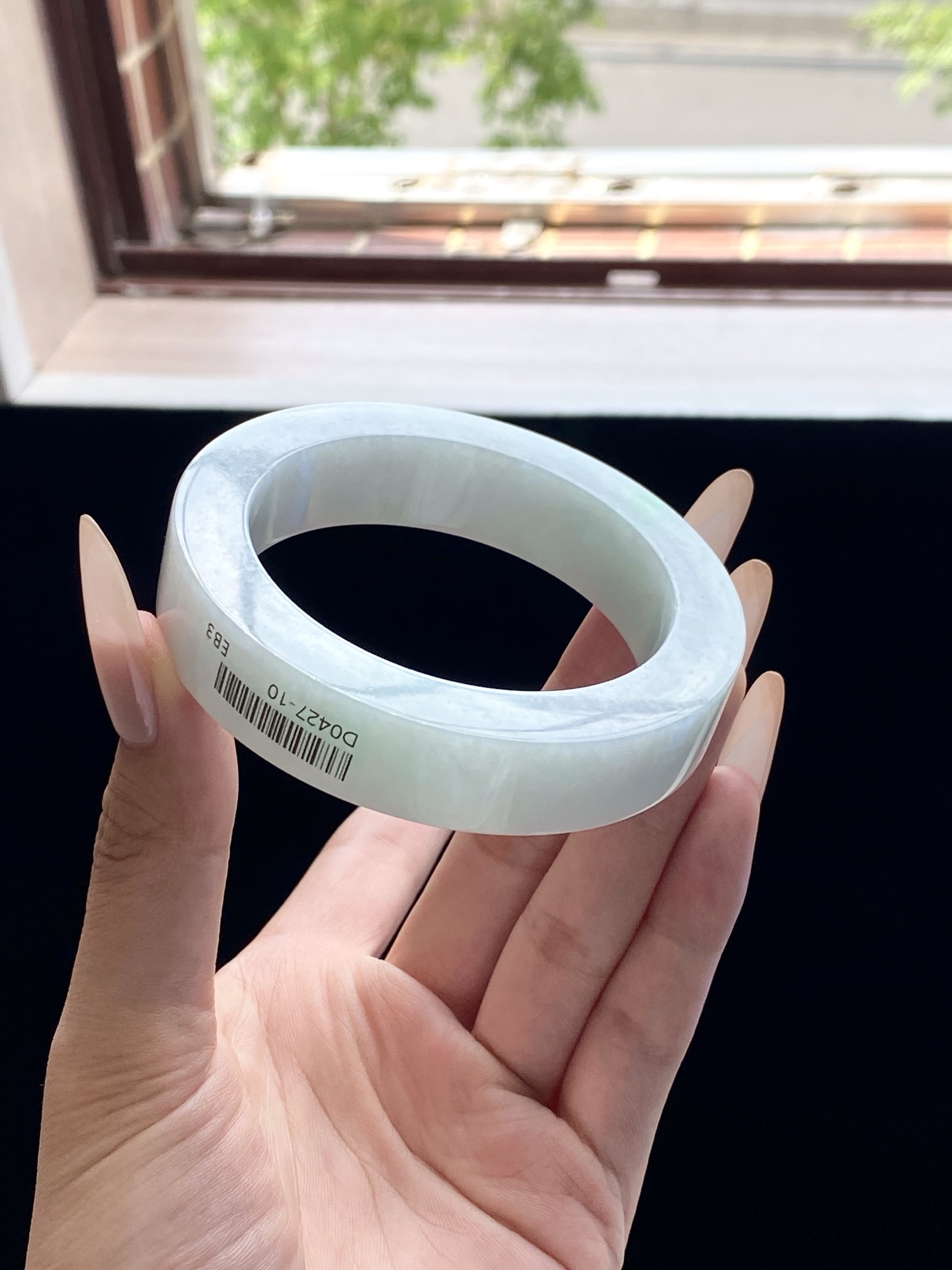 大圈口白底青镯胚，D0427-10，⭕️77.7-57.5-15.3-10.4，可做57～61正圈