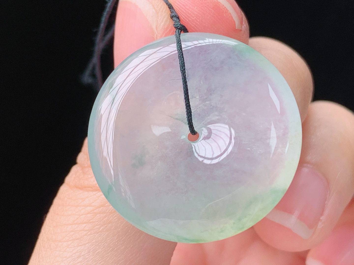 冰飘花平安扣，花色灵动，水润通透，无裂，尺寸:27.0-5.4mm，编号26Z