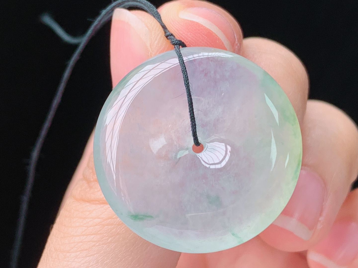 冰飘花平安扣，花色灵动，水润通透，无裂，尺寸:27.0-5.4mm，编号26Z