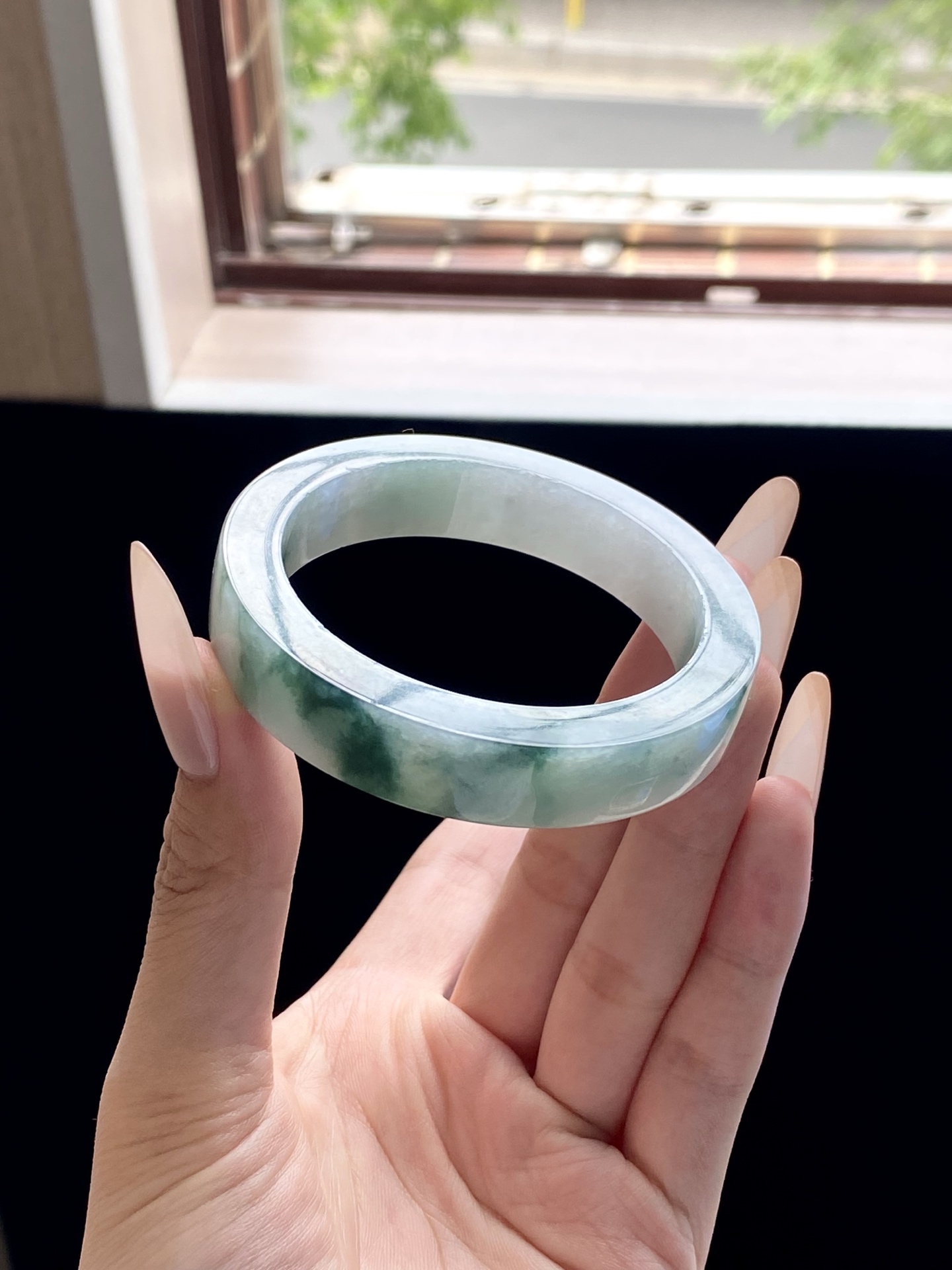 冰飘花绿飘花镯胚，B0427-21，⭕️70-54.6-12.4-8