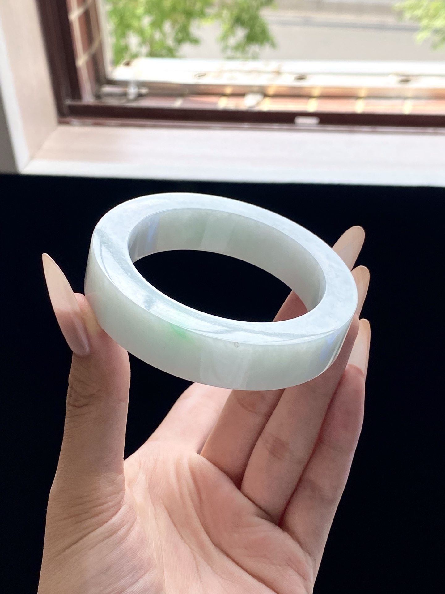大圈口白底青镯胚，D0427-10，⭕️77.7-57.5-15.3-10.4，可做57～61正圈