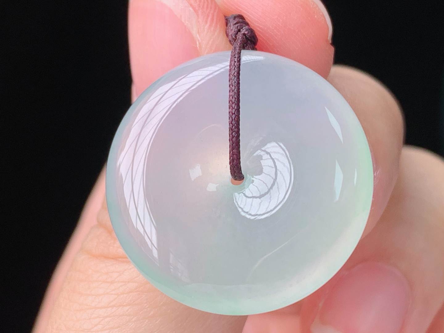 高冰平安扣，种水，晶莹剔透，无裂，尺寸:24.0-5.8mm，26 Z